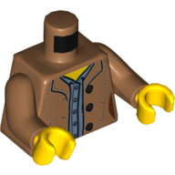 Lego Torso Jacket, Sand Blue Shirt, Buttons, Pockets Print, Medium Nougat Arms, Yellow Hands / Medium Nougat