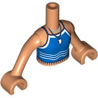 Lego Minidoll Torso Girl with Nougat Arms and Hands with Blue Swimming Suit, White Trim, Waves, Teeth as Pendant print / Nougat