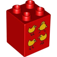 Duplo Brick 2 x 2 x 2 with 4 Birds Print