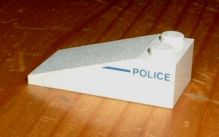 Lego Slope 18 4 x 2 with 'POLICE' Right of Line Pattern (Sticker) - Set 1376