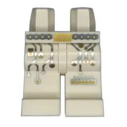 Hips and White Legs with Pearl Dark Grey/Gold Belt, Silver Circuitry Print / White