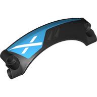 Lego Technic Panel Car Mudguard Arched 9 x 2 x 3, Arched Top #42 with Medium Azure Paint, White X print / Black