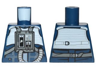Lego Torso SW Rebel U-wing / Y-wing Pilot with Sand Blue Vest and Dark Bluish Gray Front Panel with Hose Pattern