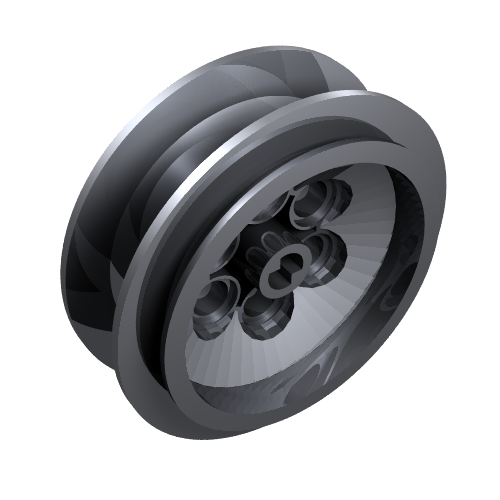 Lego Wheel 43.2 x 18 with Extended Axle Stem / Metallic Silver