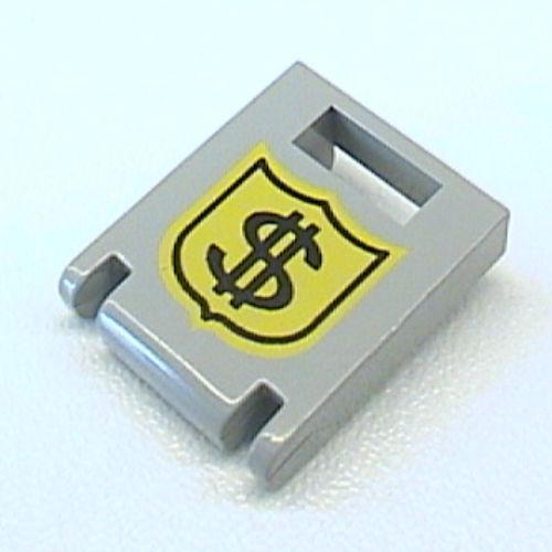 Lego Box 2 x 2 x 2 Door with Slot and Money on Badge Print / Light Gray