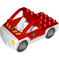 Duplo Truck Pickup Flatbed with White Base, and Fire Dept. Logo Print / Red
