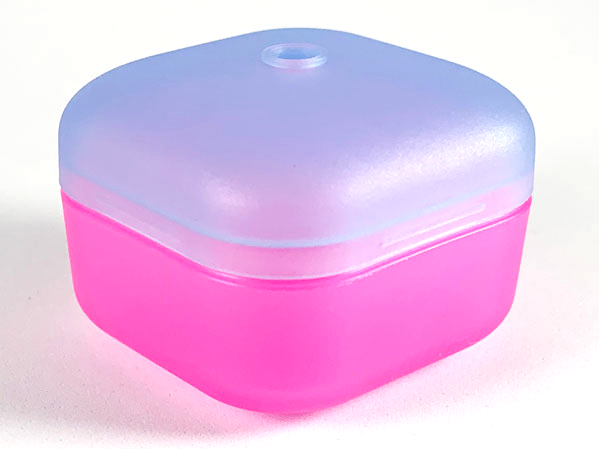 Lego Clikits Container, Square Box with Hole with Trans-Medium Blue Lid (51462 / 51285)