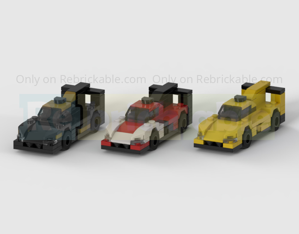 Lego Pack Of 3 IMSA Porsche 963 LMDh Racing Cars - Half Speed Champions Scale