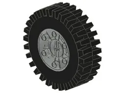 Wheel 24 x 43 Technic with Black Tire 24 x 43 Technic (3739 / 3740) / Light Gray