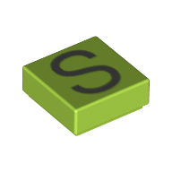 Lego Tile 1 x 1 with letter Capital S Print / Lime