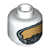 Lego Minifig Head Batman, Space Mask with Gold Face Port Print [Hollow Stud] / White