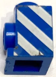 Brick, Modified 1 x 1 with Headlight with White Danger Stripes Pattern Model Left Side (Sticker) - Set 6653