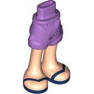 Lego Minidoll Hips and Shorts with Light Nougat Legs, Dark Blue Sandals print / Medium Lavender