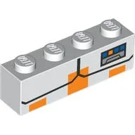 Brick 1 x 4 with Orange Squares, Black Lines, Blue/Orange Ranking Print / White