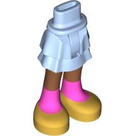 Lego Minidoll Hips and Layered Skirt with Sienna Brown Legs, Gold Shoes, Dark Pink Socks print / Bright Light Blue