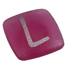 Clikits Icon, Square 2 x 2 Small with Pin and Silver 'L' Print / Trans-Dark Pink
