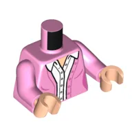 Torso, Jacket, White Buttoned Shirt Print, Bright Pink Arms, Light Nougat Hands / Bright Pink