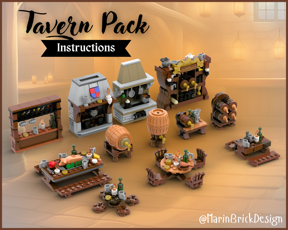 Lego Tavern Pack - Medieval Fantasy scenery props lego moc Instructions