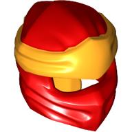 Lego Wrap with Long Back Knot, Bright Orange Band Pattern / Red