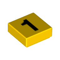 Lego Tile 1 x 1 with Black '1' Print