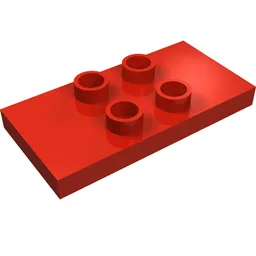 Duplo Plate 2 x 4 x 1/3 with 4 Center Studs [Thin] / Red