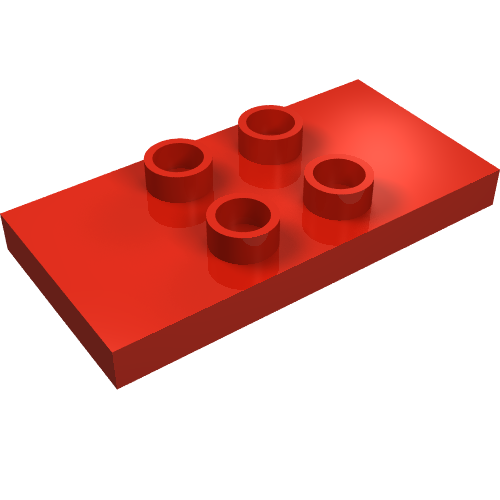 Lego Duplo Plate 2 x 4 x 1/3 with 4 Center Studs [Thin] / Red
