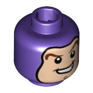 Minifig Head Buzz Lightyear, Balaclava, Dark Brown Curved Eyebrows, Chin Dimple, Open Mouth Smile Print / Dark Purple
