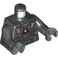 Lego Torso Armor, Dark Red Circle print, Pearl Titanium Arms, Dark Bluish Gray Hands / Pearl Titanium