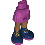 Lego Minidoll Hips and Short Skirt with Dark Blue Shoes, Gold Decorations Print / Magenta