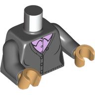 Lego Torso Sweater, Buttons, Bright Pink Shirt print, Dark Bluish Gray Arms, Warm Tan Hands / Dark Bluish Gray