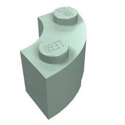 Brick Round Corner 2 x 2 Macaroni with Stud Notch / Sand Green