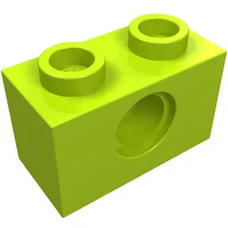 Technic Brick 1 x 2 [1 Pin Hole] / Lime