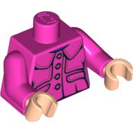Lego Torso Jacket with Collar, 4 Buttons on Front, 2 Buttons on Back print, Dark Pink Arms, Light Nougat Hands / Dark Pink