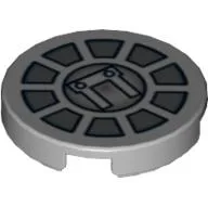 Tile Round 2 x 2 with SW Radial Machinery Print / Light Bluish Gray