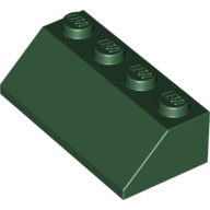 Lego Brick Sloped 45° 2 x 4 / Dark Green