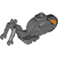Lego Vehicle Base, Motorcycle Chassis with Orange Flywheel