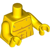 Torso, Bare Chest with Muscles Outline and Drops of Sweat Print, Yellow Arms and Hands / Yellow