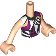 Lego Minidoll Torso Girl with White/Magenta/Black Shapes Shirt Print, Light Nougat Arms and Hands / Light Nougat