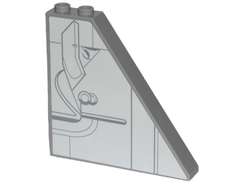 Lego Slope 55 6 x 1 x 5 without Bottom Stud Holders with SW Cloud City Gray Lines and Panels Wall Ornament Pattern (Sticker) - Set 75222
