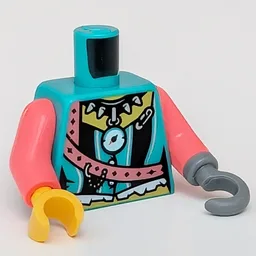 Torso, Corset, Compass Pendant, Coral Strap Print, Coral Arms, Yellow Hand, Dark Bluish Gray Left Hook / Dark Turquoise
