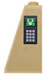 Slope 75 2 x 1 x 3 - Hollow Stud with Control Panel with Buttons and Green Hand Print Scanner Pattern (Sticker) - Set 76157