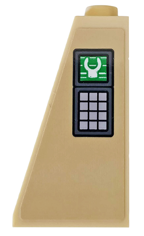 Lego Slope 75 2 x 1 x 3 - Hollow Stud with Control Panel with Buttons and Green Hand Print Scanner Pattern (Sticker) - Set 76157