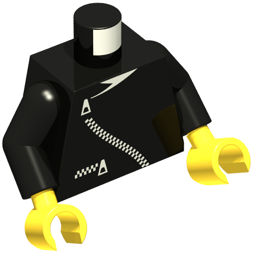 Lego Torso Jacket with Curved Zipper and Pocket Print, Black Arms, Yellow Hands / Black