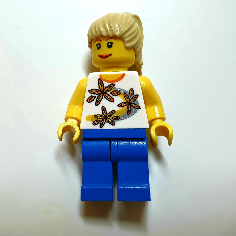 Lego White Torso, Blue Legs, Tan Hair