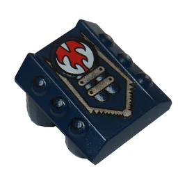 Brick Sloped 2 x 2 No Studs, with 3 Side Pistons Raised Edges and Rip Print / Dark Blue