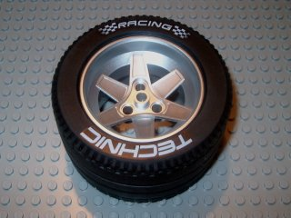 Lego Wheel 62mm D. x 46mm Technic Racing Large, with Black Tire Technic Racing Large with 'Technic Racing' White Pattern (22969 / 32296pb01)