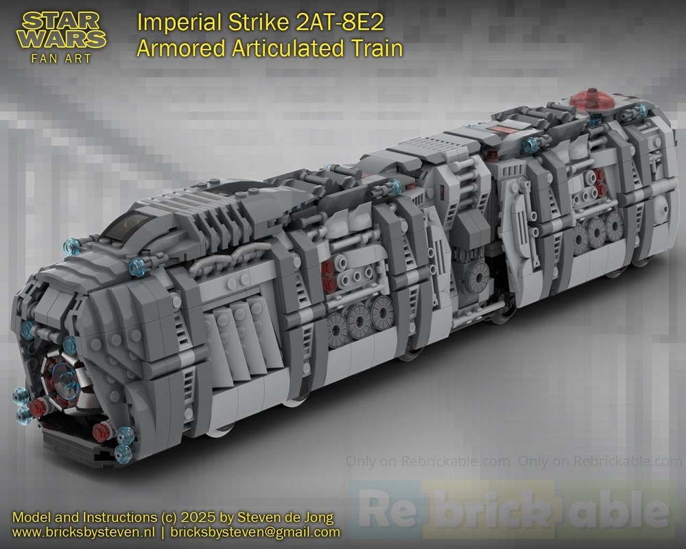 Lego Imperial Strike 2AT-8E2 Armored Articulated Train (Minifig Scale, RC)