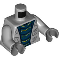Lego Torso Bare Chest, Dark Blue Snake Stomach Print, Light Bluish Gray Arms, Dark Bluish Gray Hands / Light Bluish Gray