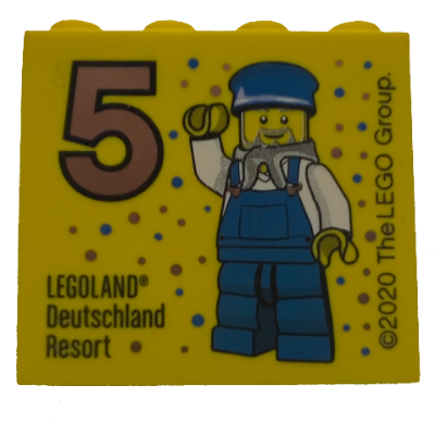 Lego Brick 2 x 4 x 3 with '5 (bronze) LEGOLAND Deutschland Resort' Print / Aqua