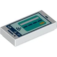 Tile 1 x 2 with Smart Phone, Dark Turquoise Street Print / White